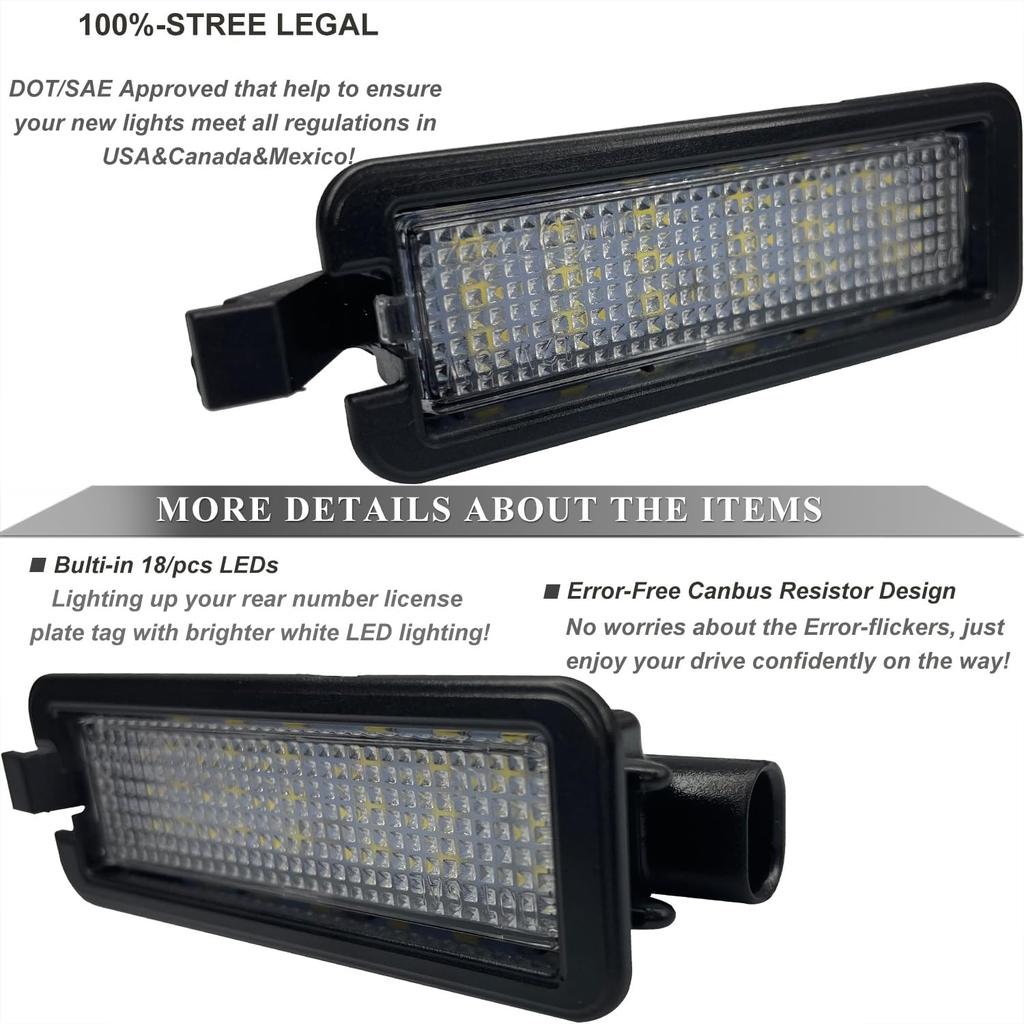 White LED License Plate Light for 2015-2023 Chrysler 300, 2017-2023 Chrysler Pacifica, 2020-2023 Chrysler Voyager Rear Number Licence Tag Lamp Lights