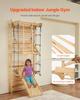 Swedish Ladder Wall Gym, 8-in-1 15 Levels Solid Wood Indoor Jungle Gym, 220LBS Wall Stall Bars Climbing Playset with Wall Ladder, Slide Board, Pull-Up
