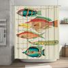 Multicolored Fish Print Shower Curtain Waterproof Fabric Home Bathroom Decor Customizable Size Options Available