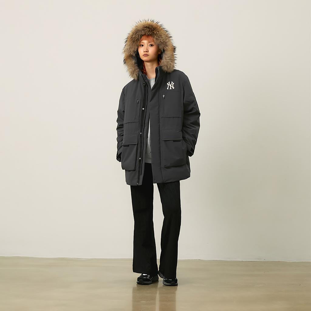 New MLB New York Yankees Basic Collection FW24 Down Jacket Unisex Charcoal Gray 3ADJB1346-50CGS