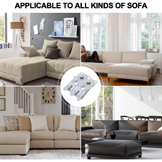 DEEPDREAM 2 Pack Sectional Couch Connectors Metal Couch Clips Sofa Connector Interlocking Furniture Connector with 24 Screws