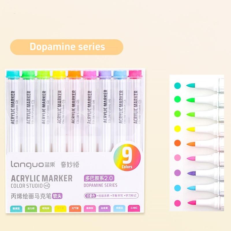 9pcs Color Studio Markers Set Soft Head Brush for Art Painting Drawing Manga Sketch Rocks Fabric