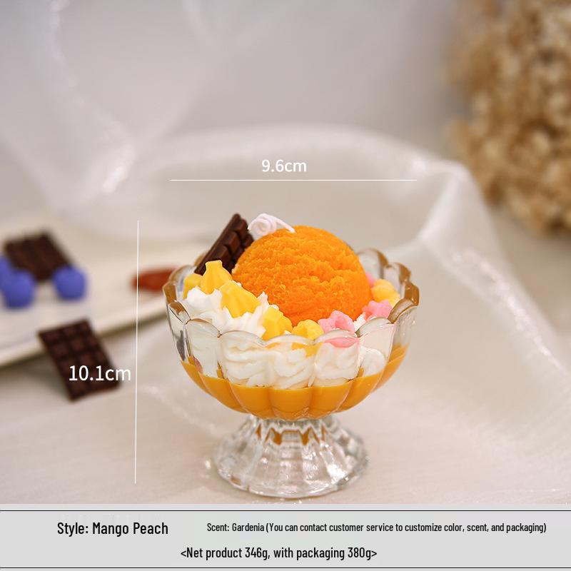 Handmade Scented Soy Wax Candle in Fruit Ice Cream Glass - Birthday Gift & Ornament