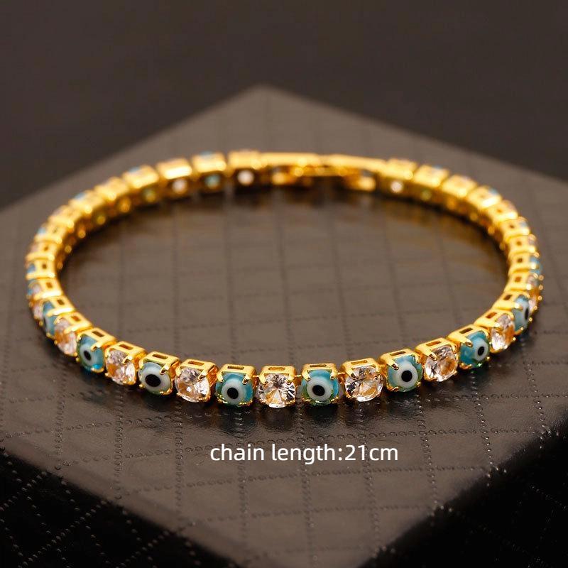 Blaue Böser Blick Verstellbare Zirkonia Tennisarmbänder für Damen Herren Schmuckgeschenke