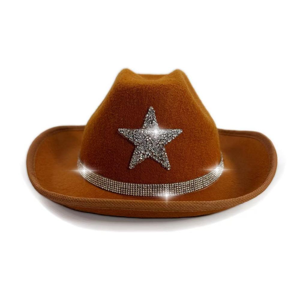 Pentagram Cowboy Hat Star Sequin Birthday Party Hats Cowgirl Hats Women Performance Hat For Adults Party Hats Cosplay
