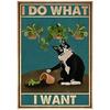 DORA Tin Sign Black Cat Decor Metal Tin Sign Bathroom Garden Home Decor Restroom Bedroom Cafe Decor Vintage Tuxedo Cat Metal