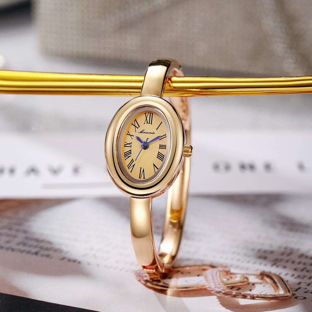 Elegant Oval Roma Dial Women Quartz Watch Fashion Bracelet Strap Ladies Wristwatch Girls Clock Gift