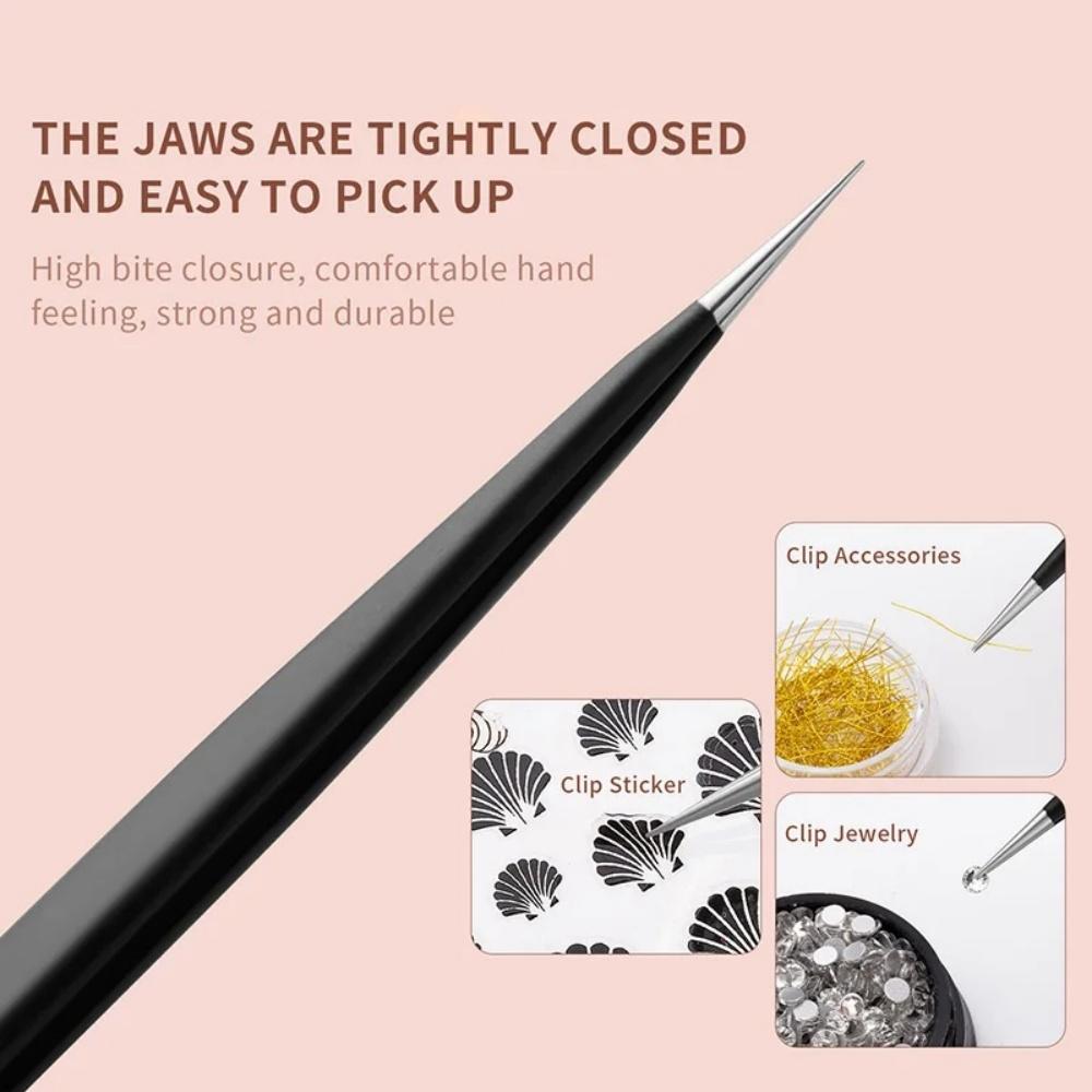 Double Headed Tweezers Manicure Multifunctional Tweezers Silicone Head Press Stick Sticker Nail Art Clip Picking Tweezer Tools