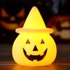 Halloween Pumpkin Night Light, LED Light-up Witch Hat Pumpkin, Spooky Cartoon Pumpkin Table Lamp for Holiday Party Decoration