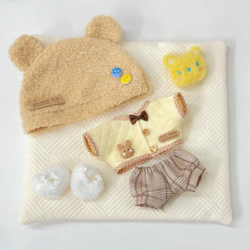 20cm Cotton Boy Doll Clothes - Cute Bear Toast Design