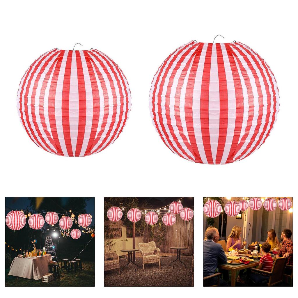 6pcs Large Diameter Red White Striped Paper Lanterns For Home Decoration And Event Planning From Recyclable Paper