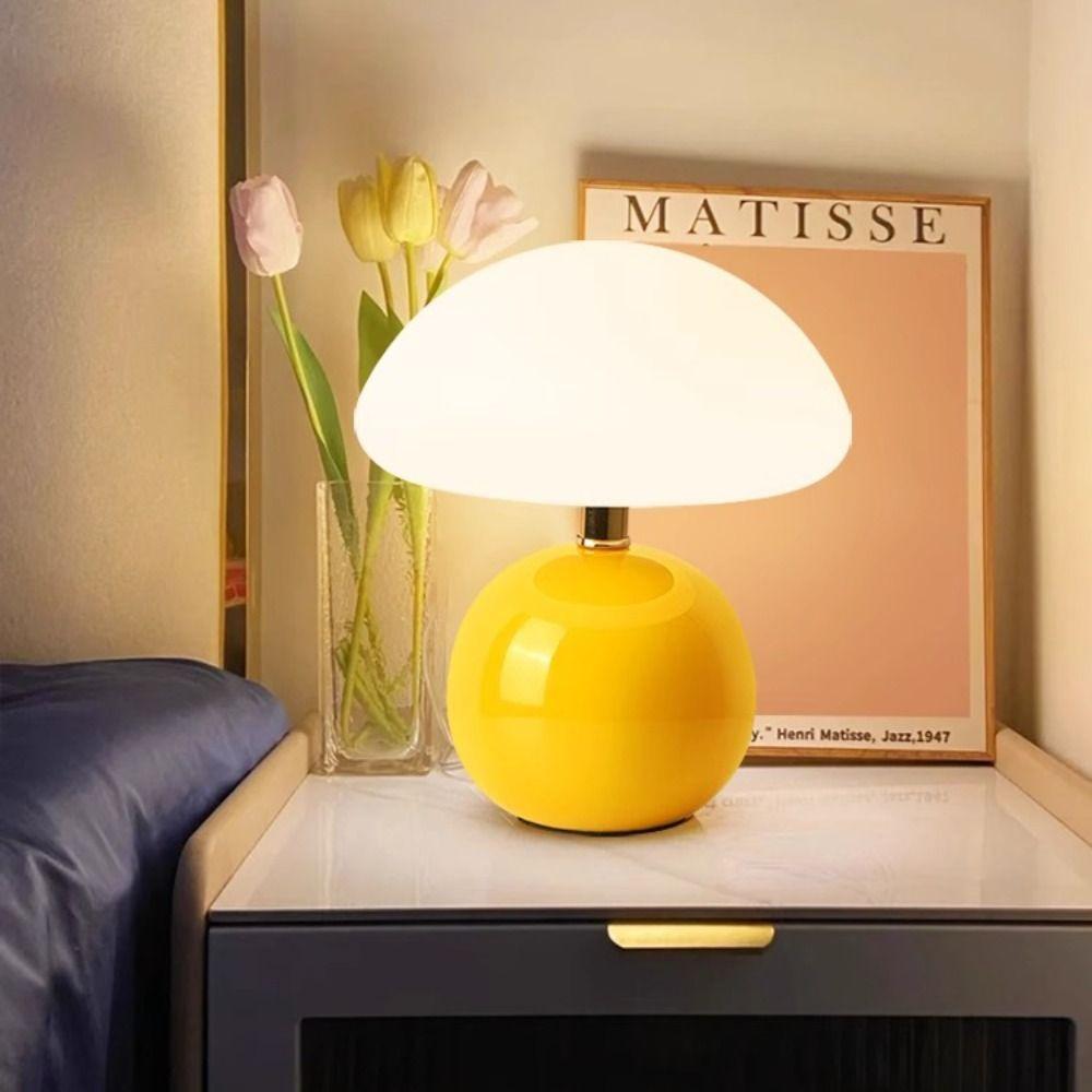 Tri Color Dimming Table Lamp USB Plug Atmosphere Light Creative Mushroom Bedside Lamp  Living Room