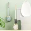 Silicone Toilet Brush with Holder Set for Bathroom Long Handle Silicone Flat Toilet Brush No Dead Corner Cleaning Brushes Tools