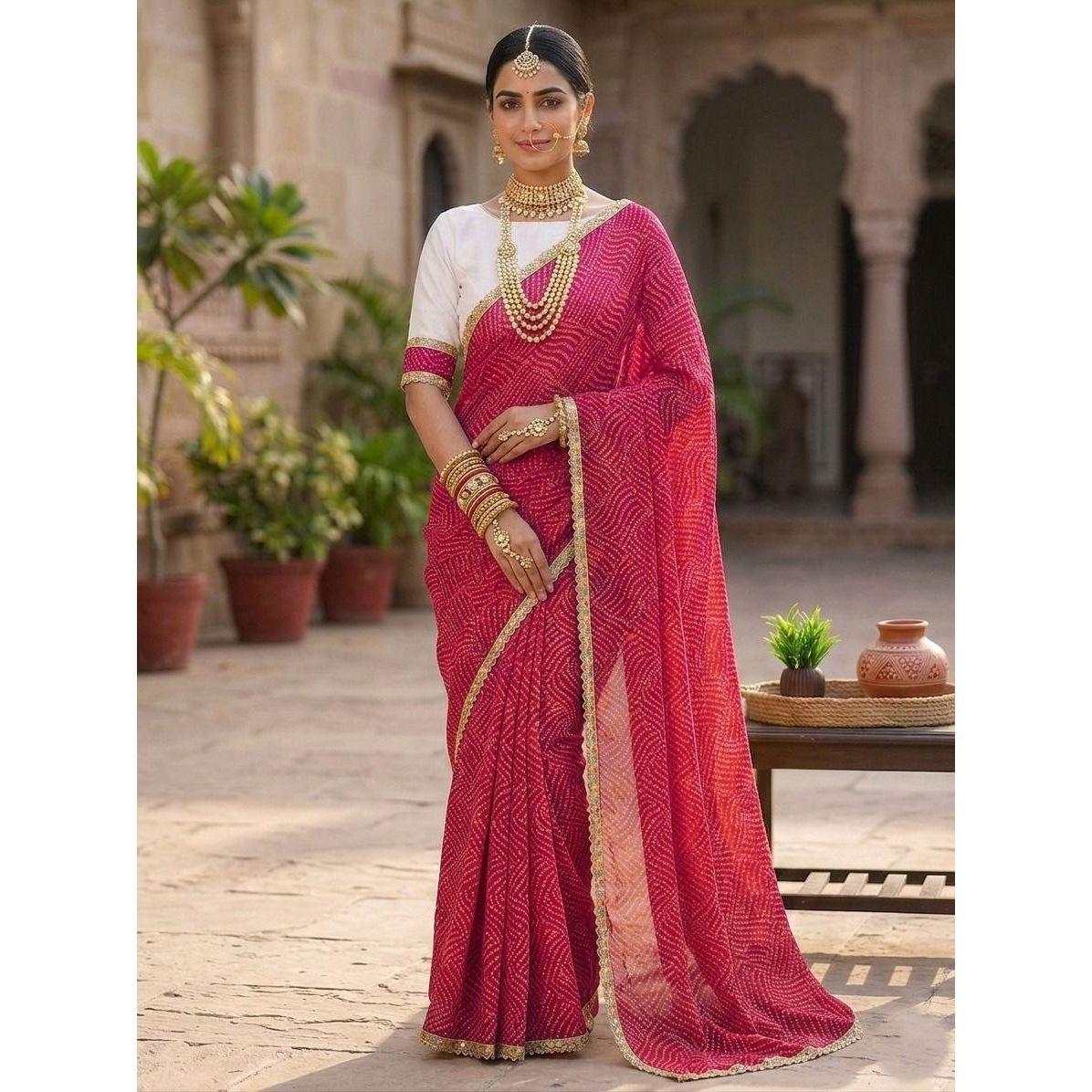 Premium Bandhani Style Georgette Saree