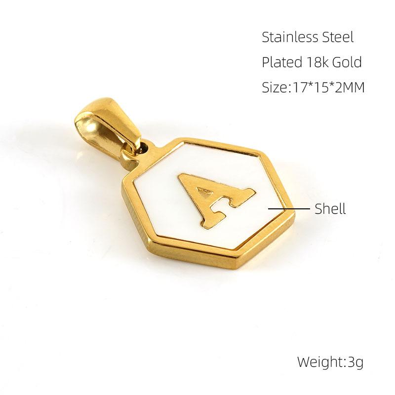 

Fashion Titanium Steel 18k Hexagon English Letter Stainless Steel Commuter Versatile Necklace Pendant Single pendant