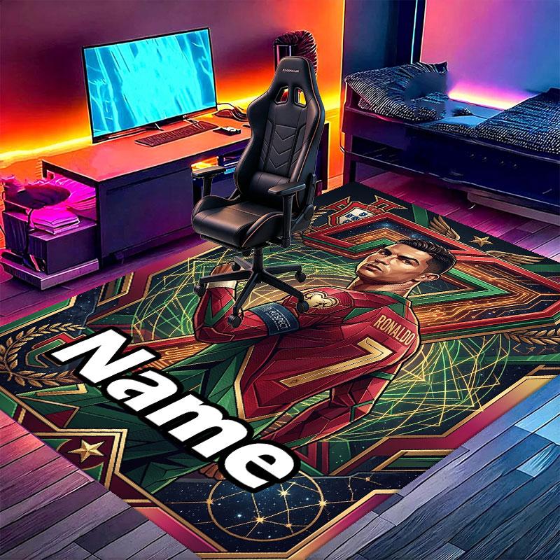 Custom Name Personalized Cristiano Ronaldo Print Carpet, Versatile Home Decor Rug, for Playroom, Apartment, Balcony, Entryway, Hallway Gift