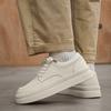 Fashion Korean Style Mens Casual White Shoes Lace-up Flats Platform Shoe Breathable Genuine Leather Sneakers Youth Street Trend Footwear