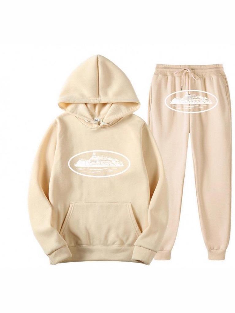 Kotez Unisex Hip-Hop Streetwear: Trendy Loose-Fit White Hoodie Set