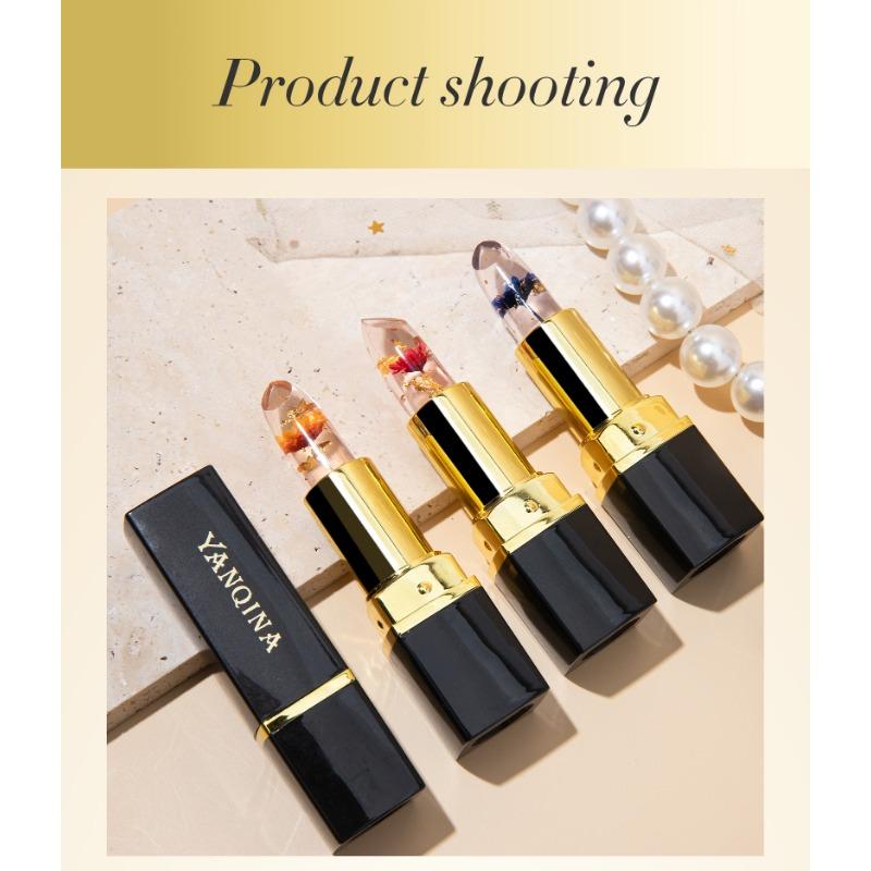 Flower Lipstick Clear Jelly Color-changing Gold Leaf Lipstick Warm Change Lipstick Non-stick Cup Non-fading Lip Gloss