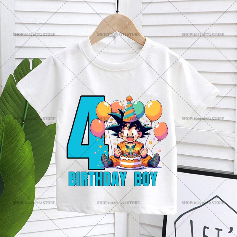 Neues Dragons Ball T-Shirt Junge Nummer Geburtstagskleidung Mode Goku Anime Figur Print Kleidung Top Kind Sommer Atmungsaktives Top Geschenk