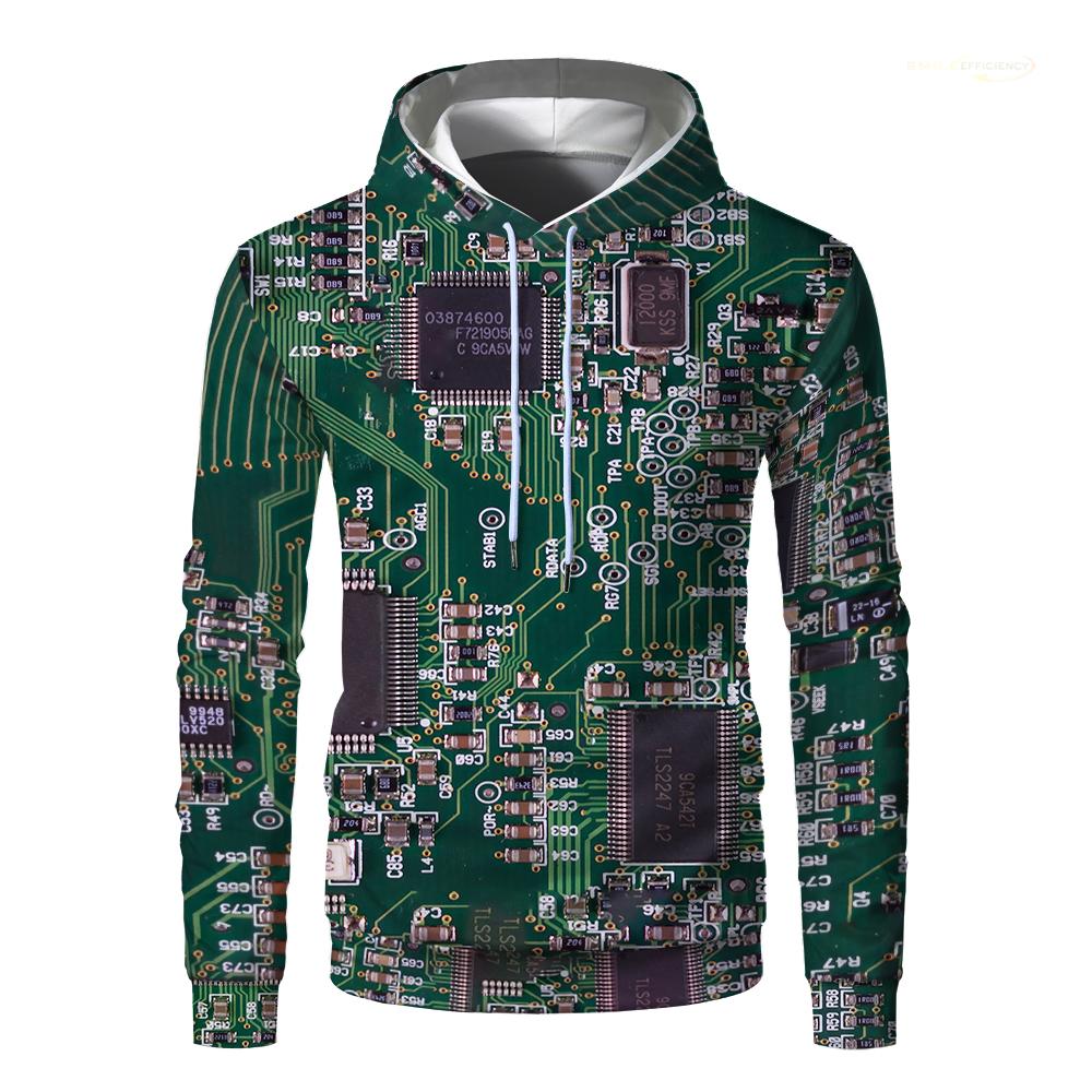 2023 Electronic Chip Pattern Fashion Devil 3D Printing Hoodie Men's Casual Funny Pullover Hip Hop