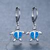 New Light Luxury Style Gold Platinum Heart shaped Blue and White Turtle Ear Buckle for Women