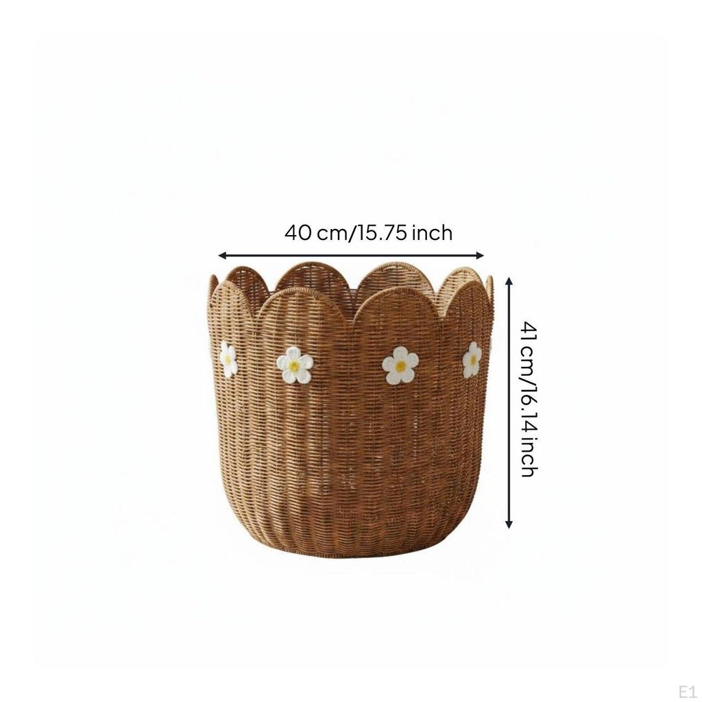 Handwoven Wicker Basket Handmade Decorative Storage Multipurpose Woven Tote Bin for Living
