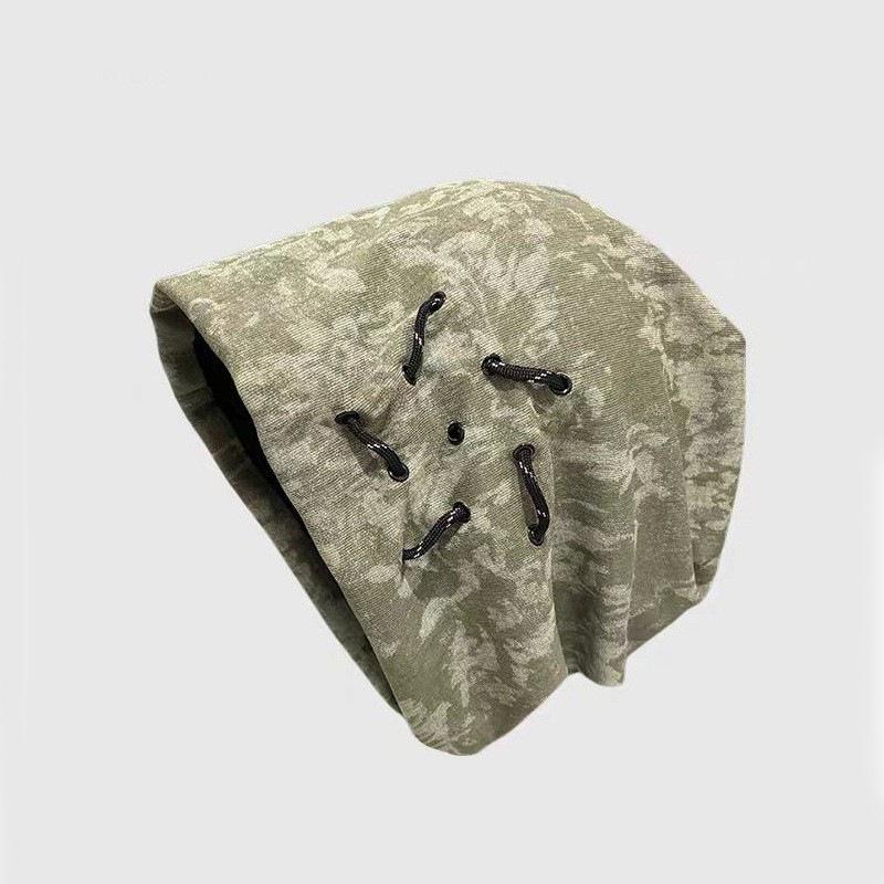 Drawstring Tie-dye Pile Hat Children Tide Autumn and Winter Street Internet Celebrity Cold Hat Show Face Small Pullover Hat Retro Personality