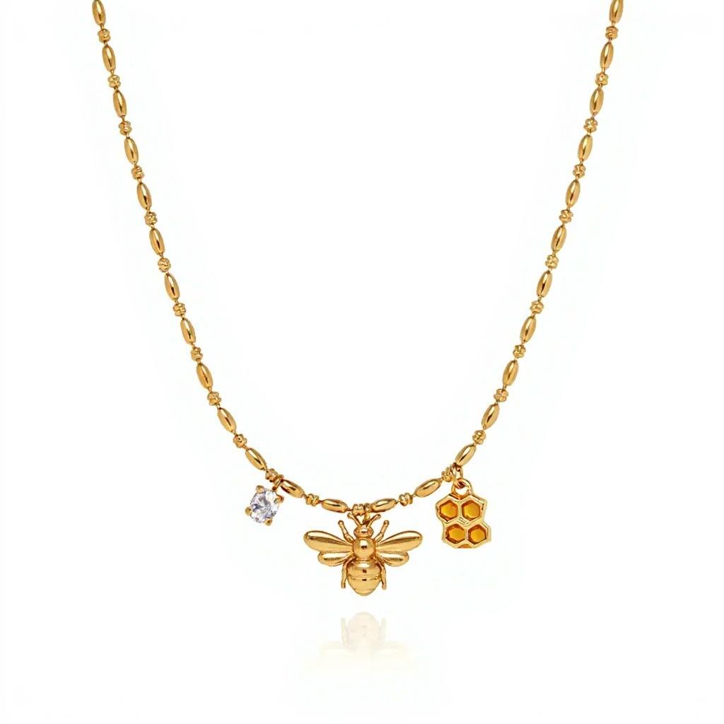 Butterfly Dragonfly Sunflower Zircon Bee Flower Pendant Gold Color Retaining Multi-Pendant Necklace