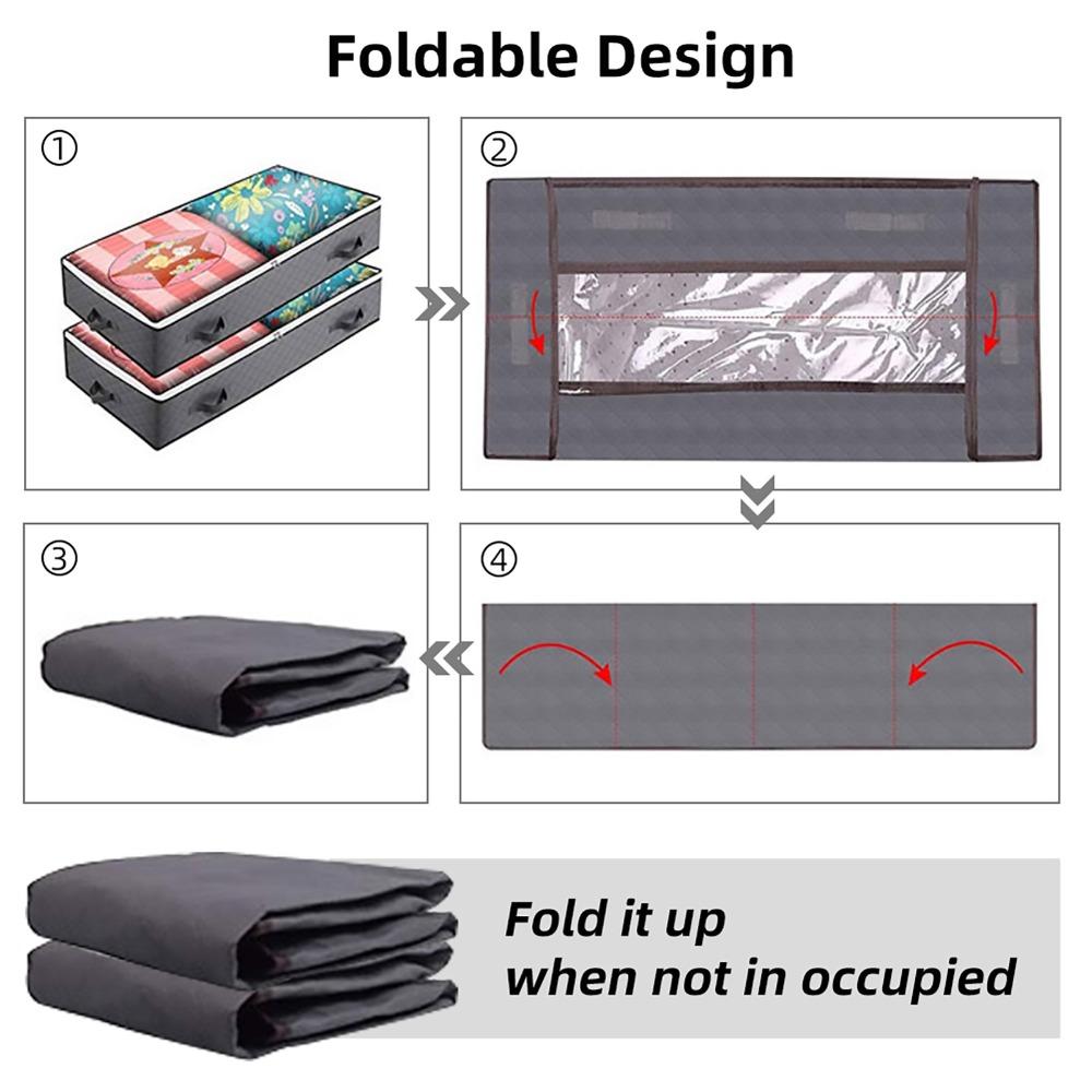 Foldable Underbed Storage Bag Non-Woven Fabric Storage Bins Closet Organizers  For Comforter