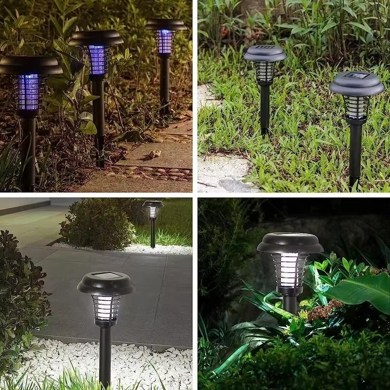 1–8PCS Solar Bug Zapper Lamp Waterproof Mosquito Killer with 2 Light Modes and Safety Net for Outdoor Lawn Garden Yard Insect Repellent