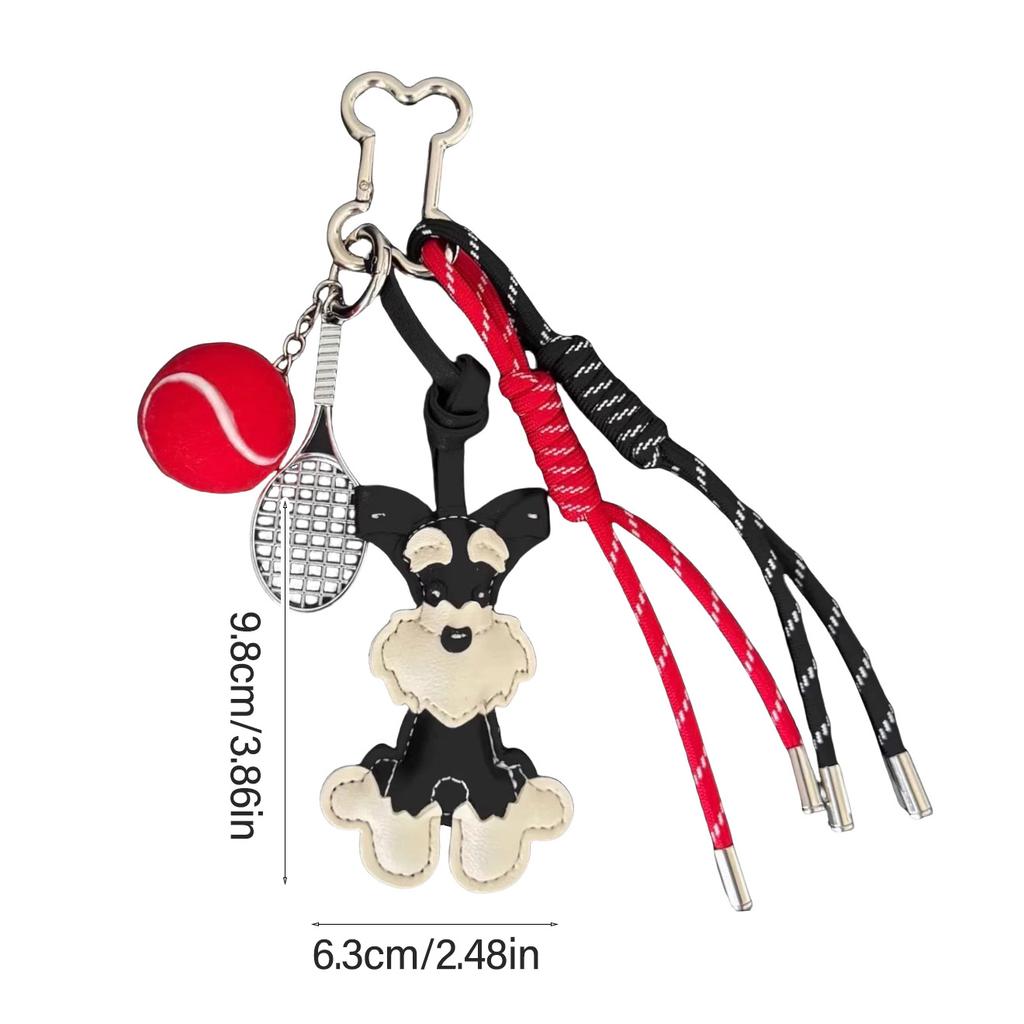 Adorable Schnauzer Dog Keychain Bag Charm Handcraft with Fine Details for Daily Use and Handbag Car Key Decoration