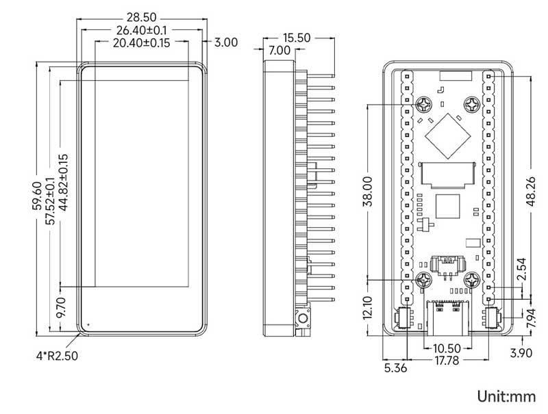 ESP32-S3 Entwicklungsboard mit 1,91" AMOLED Touch-Display, SD-Kartensteckplatz und 6-Achsen-Sensor, Arduino-kompatibel