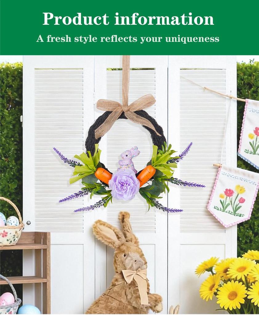Easter Rabbit and Egg Wreath - Outdoor Garden Party Ornament