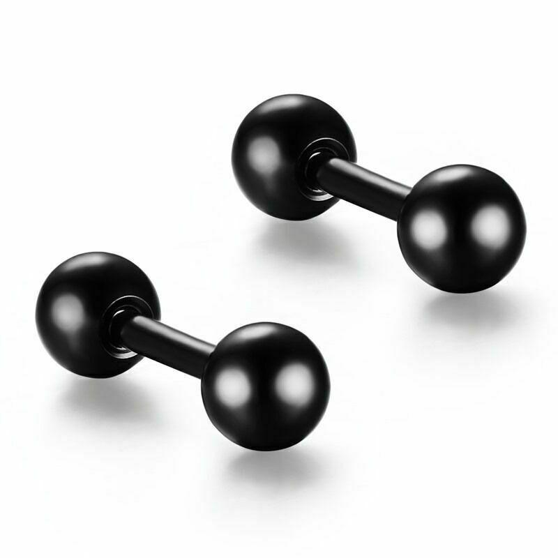 New Bean Smooth Round Ball Candy Color Unisex Titanium Steel Couple Earrings