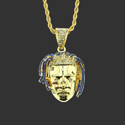 XXXTENTACION Ciondolo Ritratto Cantante Hip Hop Collana da Uomo con Diamanti