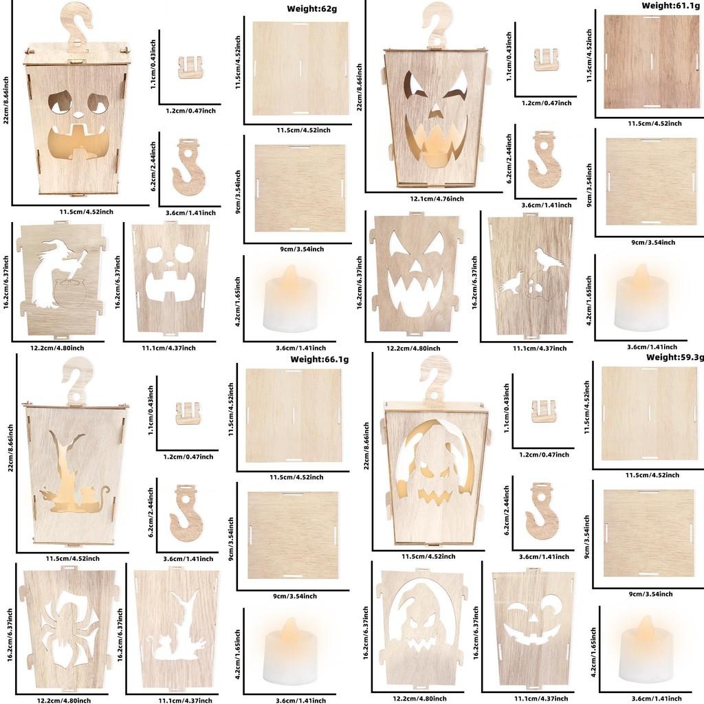 Alluring Halloween Wooden Lanterns With Creepy Ghost And Demon Designs For Holiday Atmosphere