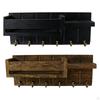 Decorative Wall-mounted Key Holder with 6 Hooks, Wooden Shelf for Entryway, , Hallway, Living Room.