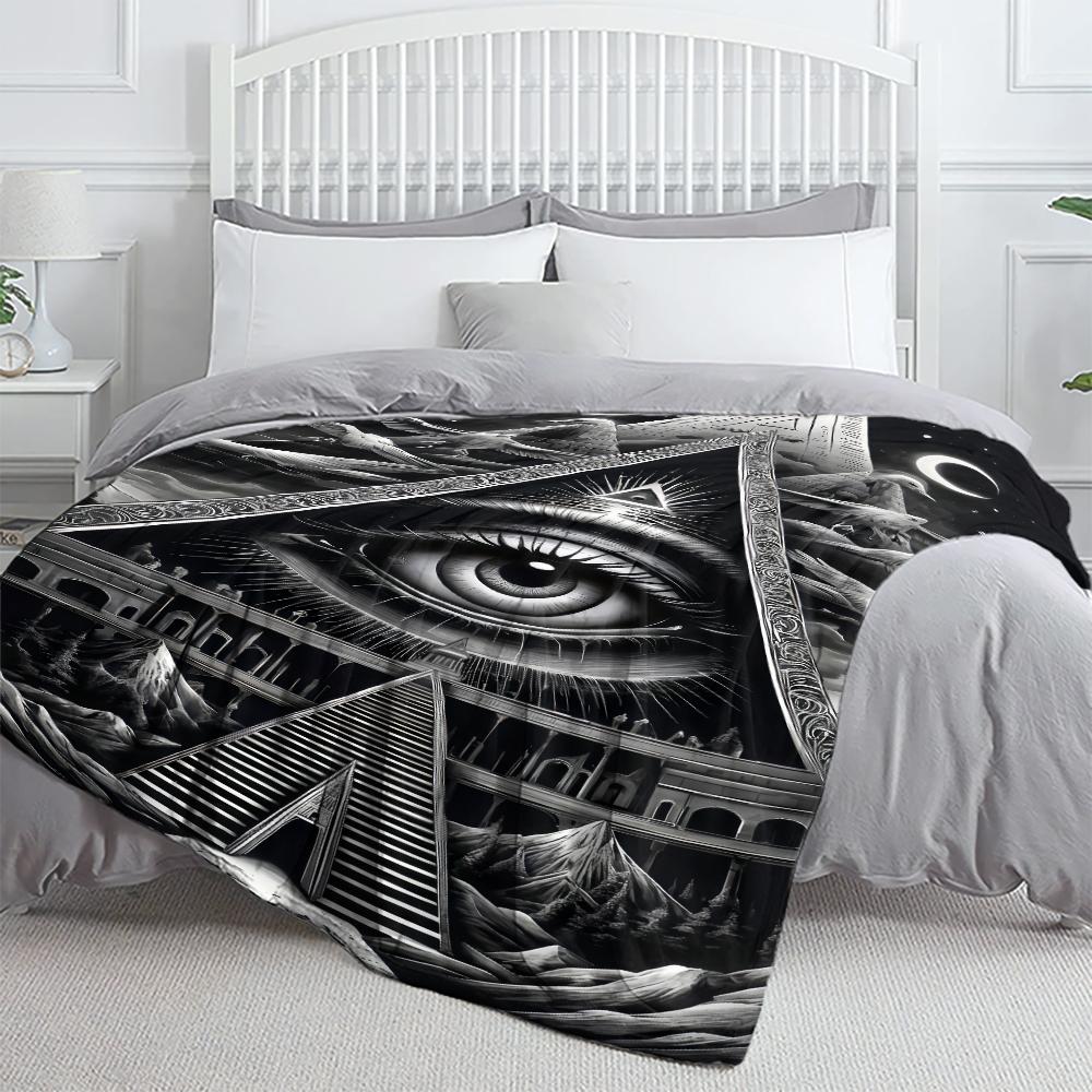 The Eye of The Demon Flannel Thin Blanket Soft Warm Blanket for Bedroom Living Room Bed Travel Camping Picnic Gift Customizable