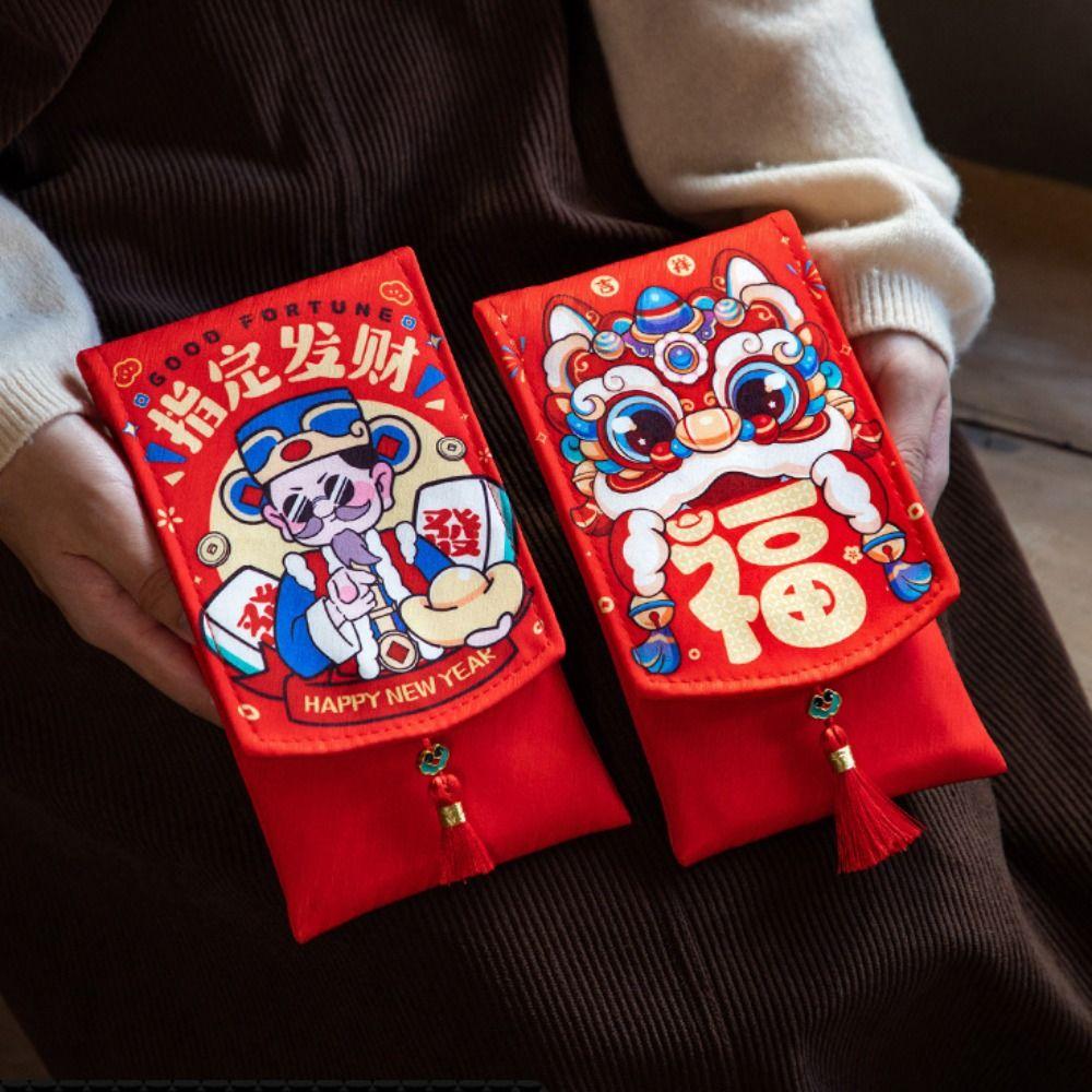 Spring Festival Fabric Red Envelop Blessing Words Lucky Red Pockets  New Year