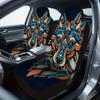 2pcs Geometric Colorful Wolf Pattern Universal Car Seat Covers | Soft Washable Polyester Fiber, Machine Washable, Enhances Styli