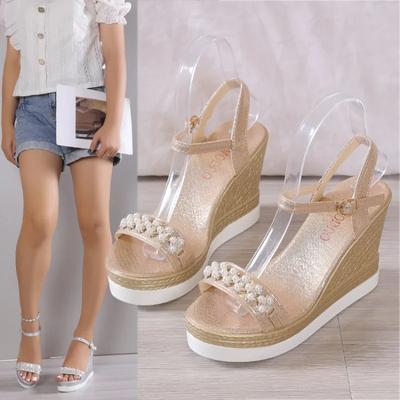 Women's High Heel Wedge Sandals 2024Summer New Ankle Strap Open Toe Sandals for Women Outdoor Dress Office Ladies Heeled Shoes