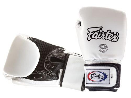 Fairtex Echte Leder Boxhandschuhe BGV1 Atmungsaktiv Weiß 14oz