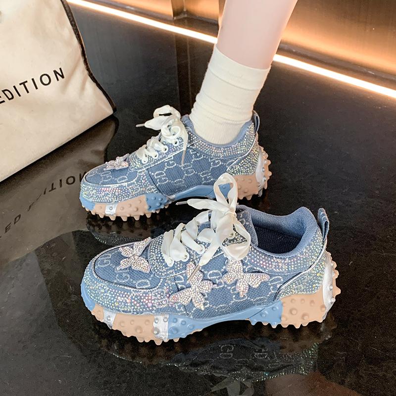 Women Sports Shoes Trend Rhinestone Sneaker Tennis Female Casual Mirror Luxury Designer Elegant Fashion Shoes for Women