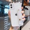 Candy color frame transparent TPU mobile phone case, suitable for 13pro Apple xsmax mobile phone case XR with wrist strap 12p.