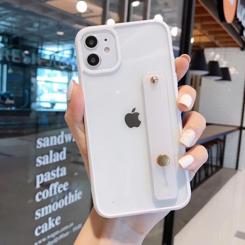 Candy color frame transparent TPU mobile phone case, suitable for 13pro Apple xsmax mobile phone case XR with wrist strap 12p.
