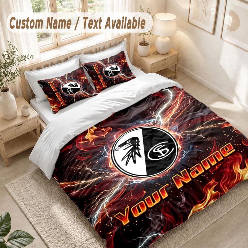 Custom Name Bedding Set 3 PiecesSC Freiburg FC Print Duvet Cover + 2 Pillowcases Soft Bed Decor