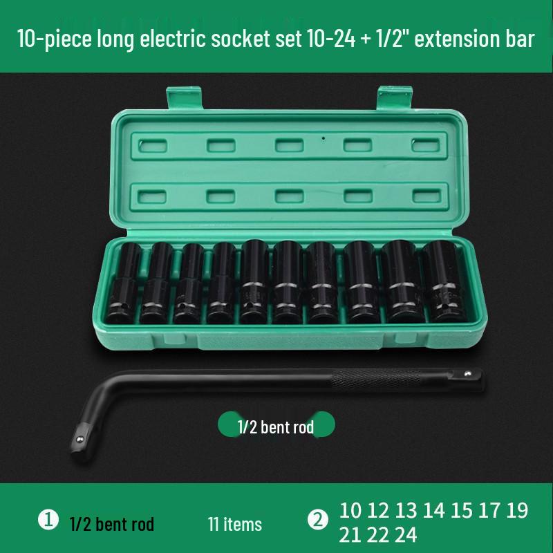 Extended Electric Hex Socket Hand Drill and Impact Wrench Tool Set
