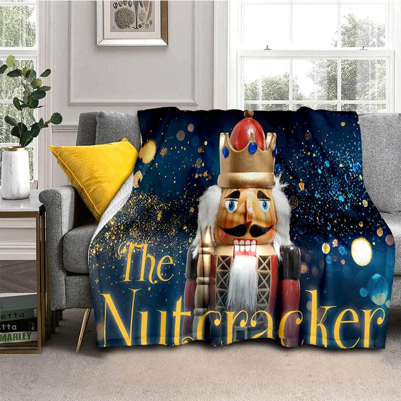 Cartoon Merry Christmas Gift The Nutcracker Doll Happy New Year Soft Flannel Blanket for Beds Bedroom Sofa Picnic,Throw Blanket