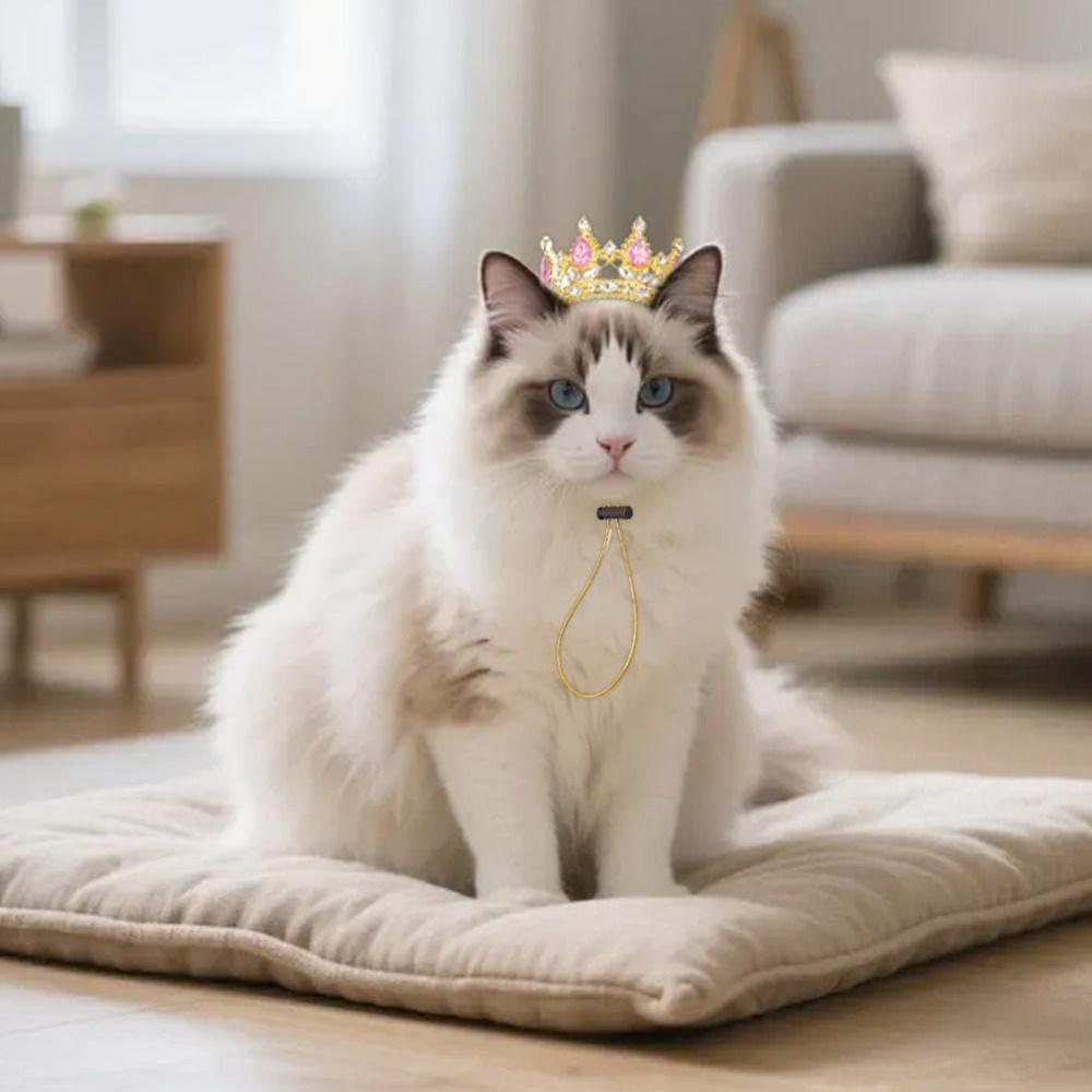 New Alloy Rhinestone Pet Crown Adjustable Cord Electroplated Sparkling Tiara Gold/Silver Pet Hats Costume